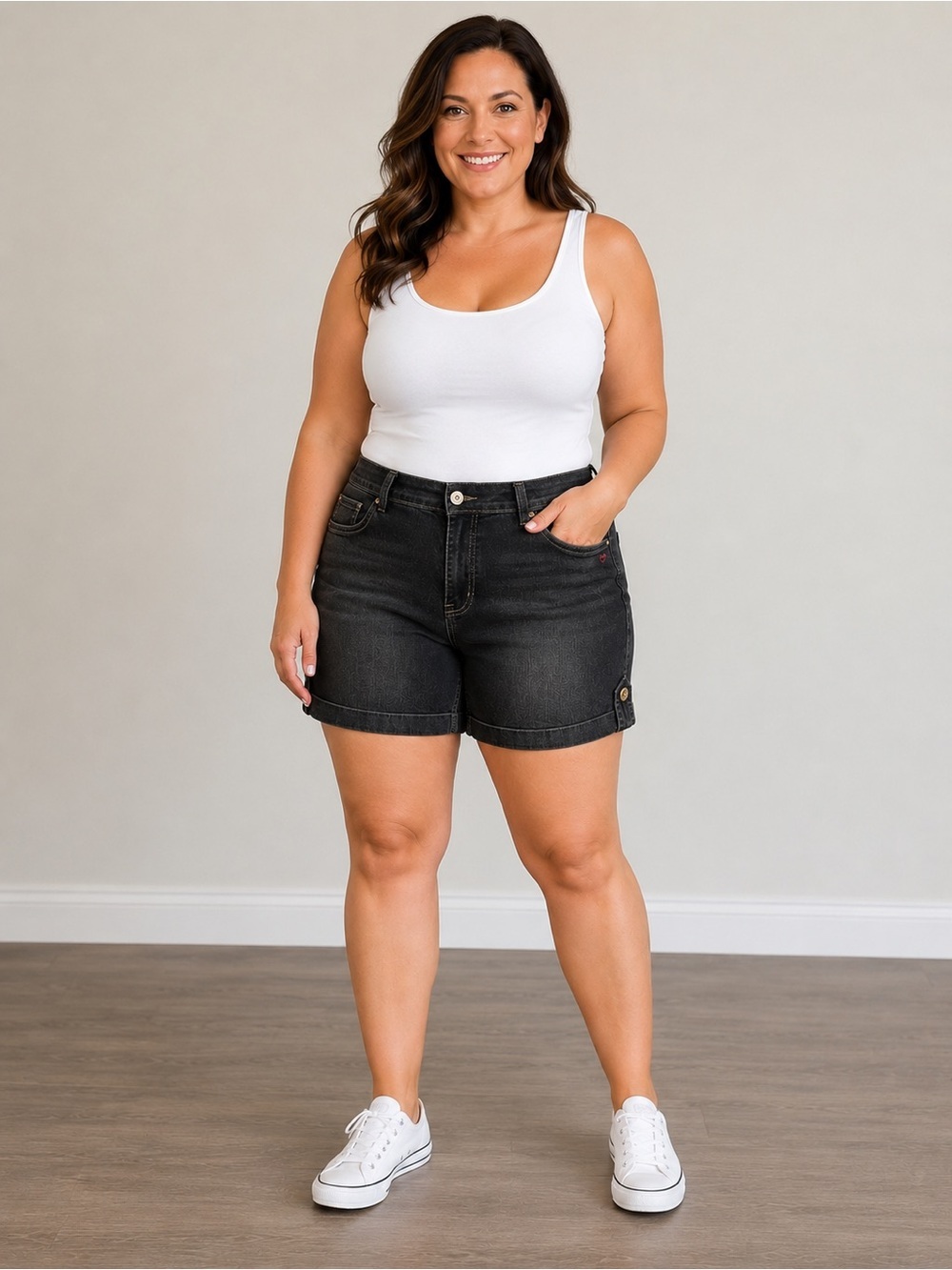 Angels black wash denim shorts. Size 16